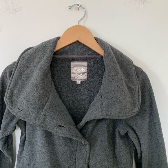 Orb Soft Grey Asymmetrical Buttons Sweater Jacket - Picture 5 of 7